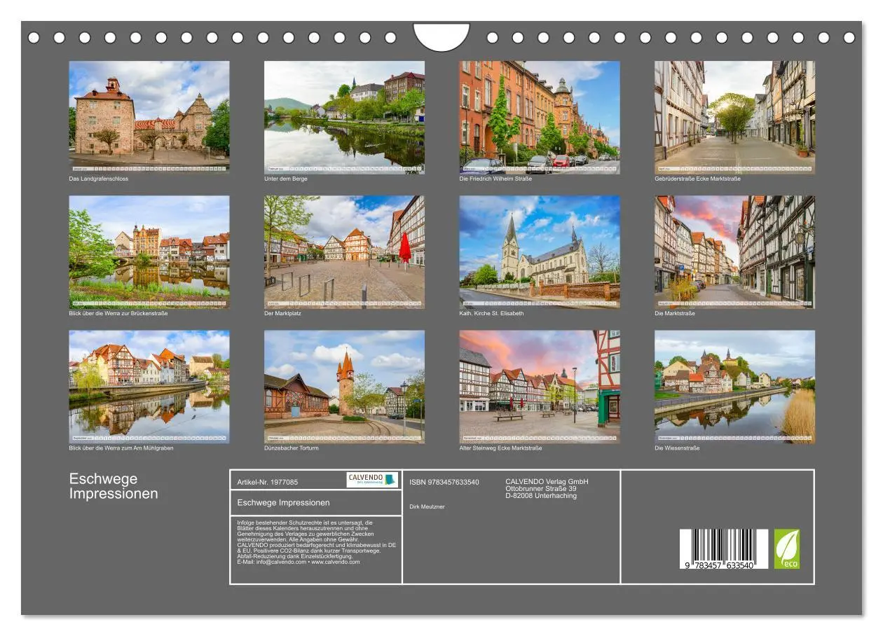 Bild: 9783457633540 | Eschwege Impressionen (Wandkalender 2026 DIN A4 quer), CALVENDO...